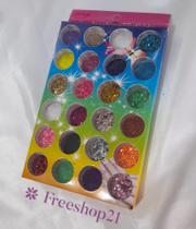 Caixa Kit 24 Glitter Coloridos Decoração Nail Art