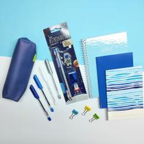 Caixa Kit Papelaria 15 Itens Criativos Fofo Tons Azul
