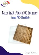 Caixa Kraft c/berço 100 docinhos c/tampa PVC c/ 01 unid. - Karreira - brigadeiro, beijinho (17091)