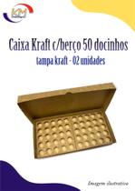 Caixa Kraft c/berço 50 docinhos c/tampa kraft c/ 02 unid. - Karreira - brigadeiro, beijinho (10040)