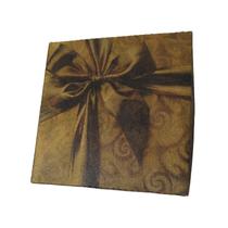 Caixa Kraft Para Presente - Laço Dourado - Kit 25Und