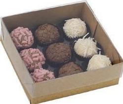 Caixa kraft tampa acetato 9 doces (1094) com 10 unidades ideia