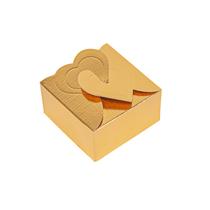 Caixa Laminada Ouro Coração Para 4 Doce Brigadeiro 6x6x3 C/10