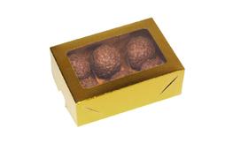 Caixa Laminada Visor 6 Doces Ouro Ideia Caixa Laminada Visor 6 Doces Ouro Ideia