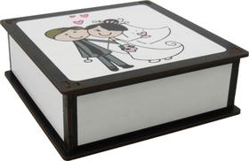 Caixa Lembrancinha Noivos Casamento 16x16x5,5 cm MDF - GIROLA DECOR