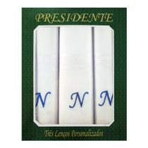 Caixa Lenço Masculino Iniciais Bordadas - Letra N - Premier Presidente