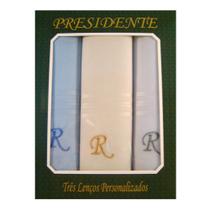 Caixa Lenço Masculino Iniciais Bordadas - Letra R