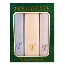 Caixa Lenço Masculino Iniciais Bordadas - Letra T Caixa Lenço Masculino Iniciais Bordadas - Letra T