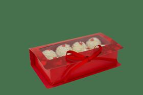 Caixa livro c/ berço e visor p/ 8 doces amor pct c/ 10 unid.