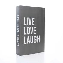 Caixa Livro Cinza "Live Love Laugh" 27x17 cm - D'Rossi