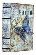 Caixa Livro Decorativa Borboleta Em Metal Faith 24x18x6cm