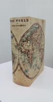 Caixa Livro Decorativa Grande Mapa Mundial 27 cm