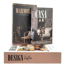 Caixa Livro Decorativo Falso Fake Kit Com 3 Porta Objetos DESIGN Rústico