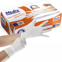 Caixa Luvas Látex Medix M, Com Pó, Não Estéril, 100 Unidades Para Proteção