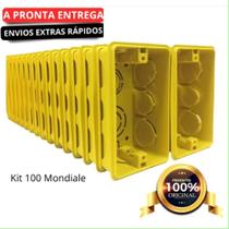 Caixa Luz Plástica 4x2 Amarela Kit 100 Unidades Mondiale Caixa Luz Plástica 4x2 Amarela Kit 100 Unidades Mondiale
