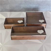 caixa madeira com tampa acrílica coração gravado - personalizável (tamanho e gravação)