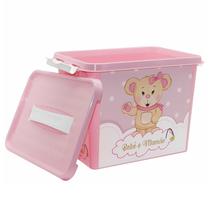 Caixa Mãe E Bebê Rosa 9L Para Organizador Fraldas Roupas E Produtos De Higiene Do Bebê