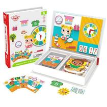 Caixa Magnética Rotinas do Dia Atividade Infantil com Relógio Brinquedo Educativo e Pedagógico