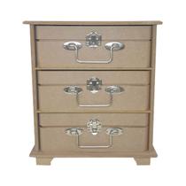 Caixa Maleta 3 Gavetas com Alça 23cm Mdf Madeira