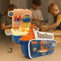 Caixa Maleta Ferramentas Com Acessórios Infantil Brinquedo Oficina Mecânica Coordenação Motora