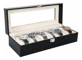 Caixa Maleta Porta Relógio Sofisticado C/ 6 Divisórias 30cm