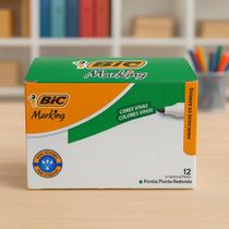 Caixa Marcador Quadro Branco BIC 12 Unid 4 Cores Azul Vermelho Verde Preto