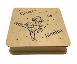 Caixa Mdf Coisas De Menina 25X25X6 Cm Dobradiça E Borda