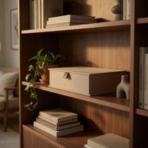 Caixa MDF Com Tampa e Revestimento em Linho Luxo Marrom Caixa MDF Com Tampa e Revestimento em Linho Luxo Marrom