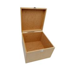 Caixa Mdf Cru 20x20x15 Com Fecho E Dobradiças Para Decorar