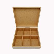 Caixa Mdf Cru 22x19x8 Com Dobradiças E 6 Divisões Sem Fecho Caixa Mdf Cru 22x19x8 Com Dobradiças E 6 Divisões Sem Fecho