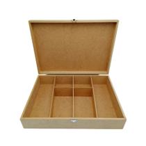 Caixa Mdf Cru 35x25x8 Com Fecho E 6 Divisórias Para Decorar Presente