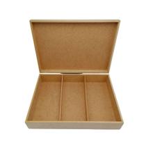 Caixa Mdf Cru 35x25x8 Sem Fecho Com 3 Divisórias Para Decorar Presente