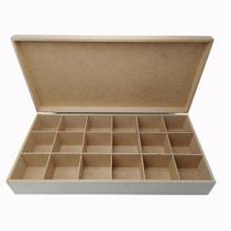 Caixa Mdf Cru 49x24x9 Com Dobradiças E 18 Divisões Internas Caixa Mdf Cru 49x24x9 Com Dobradiças E 18 Divisões Internas