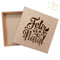 Caixa MDF Decorada Feliz Natal Caixinha Presente Multiuso 15x15x5