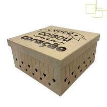Caixa MDF Dia Namorados Decorada Chuva Corações 20x20x8 Você Coisou Meu Coração