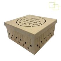 Caixa MDF Especial Casal Presente Dia Dos Namorados Chuva de Corações Declaração 20x20x10