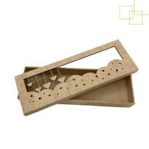 Caixa MDF Estilo Bis Presente Lembrancinha Tema Varal Corações 22x7x3 cm