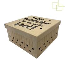 Caixa MDF Presente Namorados Decorada Chuva Corações 20x20x8 Meu Coração Todo Dia Escolhe Você
