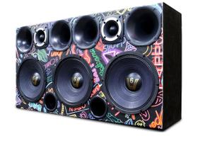 Caixa Medio Grave 1200w Corneteira 3 Woofer 2 Driver Tweeter