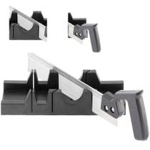 Caixa meia esquadria manual kit gabarito serrote com serra corta em angulos 300mm carpinteiro profissional