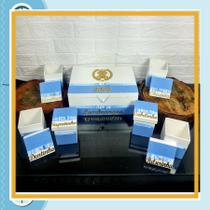 Caixa Minhas Lembranças Do Bebê + Nome - AZUL BB BOLINHAS URSINHO