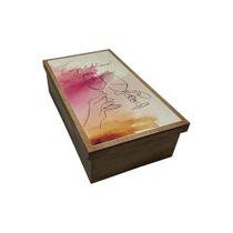 Caixa Mini Chandon Tampa de Sapato 1 Div Congratulation 25x15x8 Mdf Madeira Pintado Adesivado