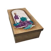 Caixa Mini Chandon Tampa de Sapato 1 Div Garrafa e Uvas 22x16x8 Kit 10un Mdf Pintado Adesivado