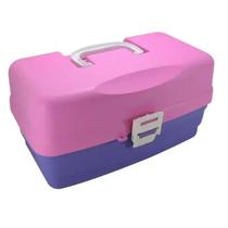 Caixa Multiuso HI Rosa (03 Bandeijas, 36x21x18,6cm)