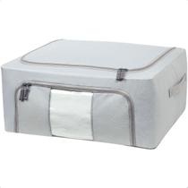 Caixa Multiuso Organizadora de Guarda Roupa Dobrável Cobertas Edredom Brinquedos Zíper Oxford 40Lts