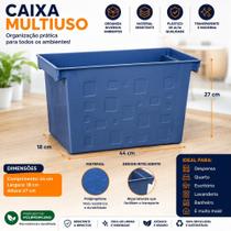 Caixa Multiuso Organizadora Retangular 21,4L Azul em Polipropileno - DELLO