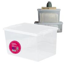 Caixa Multiuso Up 16L Transparente Lisa Com Tampa Para Organização de Roupas, Acessórios e Utilidades