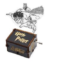 Caixa musical Harry Potter preta de madeira com gravura de 5,2 cm