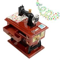 Caixa Musical Máquina de Costura Vintage Retrô Super Realista e Detalhada com Movimentos e Música Caixa Musical Máquina de Costura Vintage Retrô Super Realista e Detalhada com Movimentos e Música
