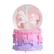 Caixa musical Unicorn LED Lights Snow Globe Style Resin 13cm Caixa musical Unicorn LED Lights Snow Globe Style Resin 13cm